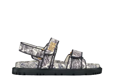 Dior Dioract Sandal Technical Fabric with Plan de Paris Print "White/Navy Blue"