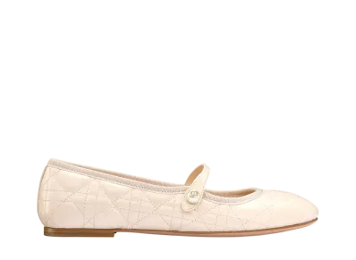 Dior Women's Ballerina Cannage Quilted Calfskin "Quartz Pink"