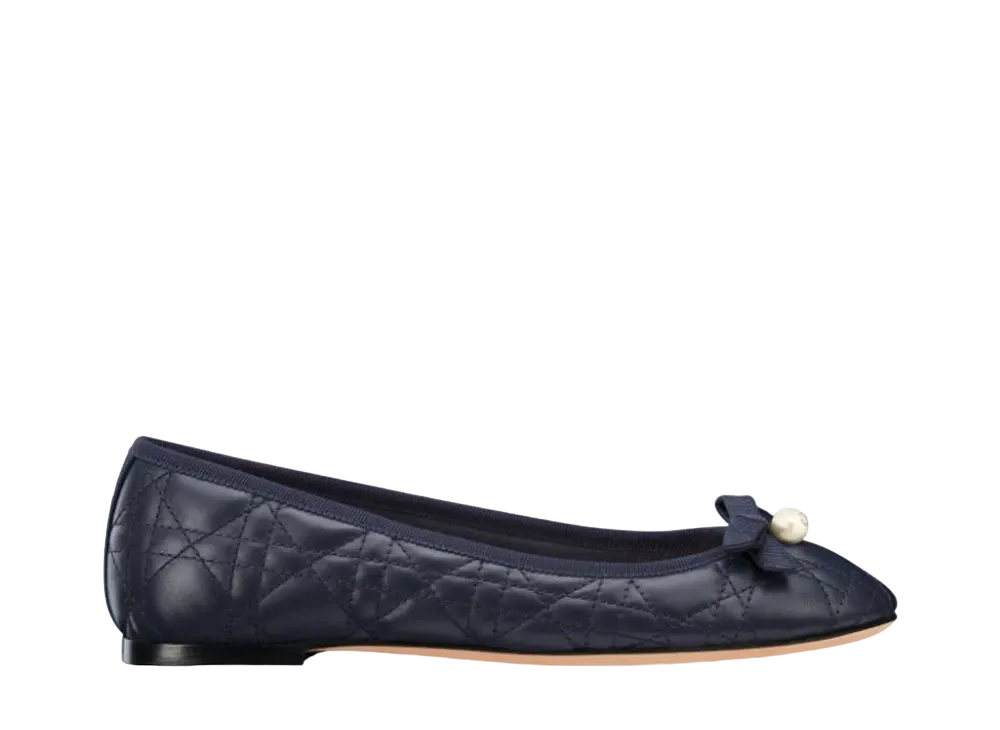 Dior WMNS Ballet Flat Quilted Cannage Calfskin "Deep Blue"