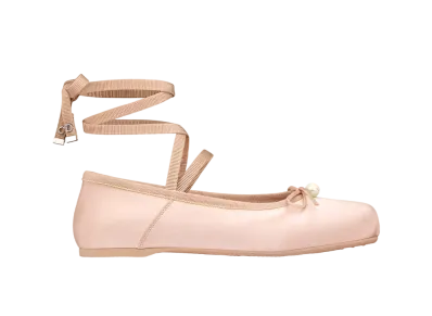 Dior D-Joy Ballet Flat Satin and Grosgrain "Beige Pink"