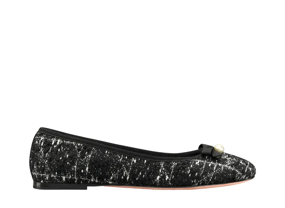 Dior Women's Ballerina Cannage Tweed "Black/White"