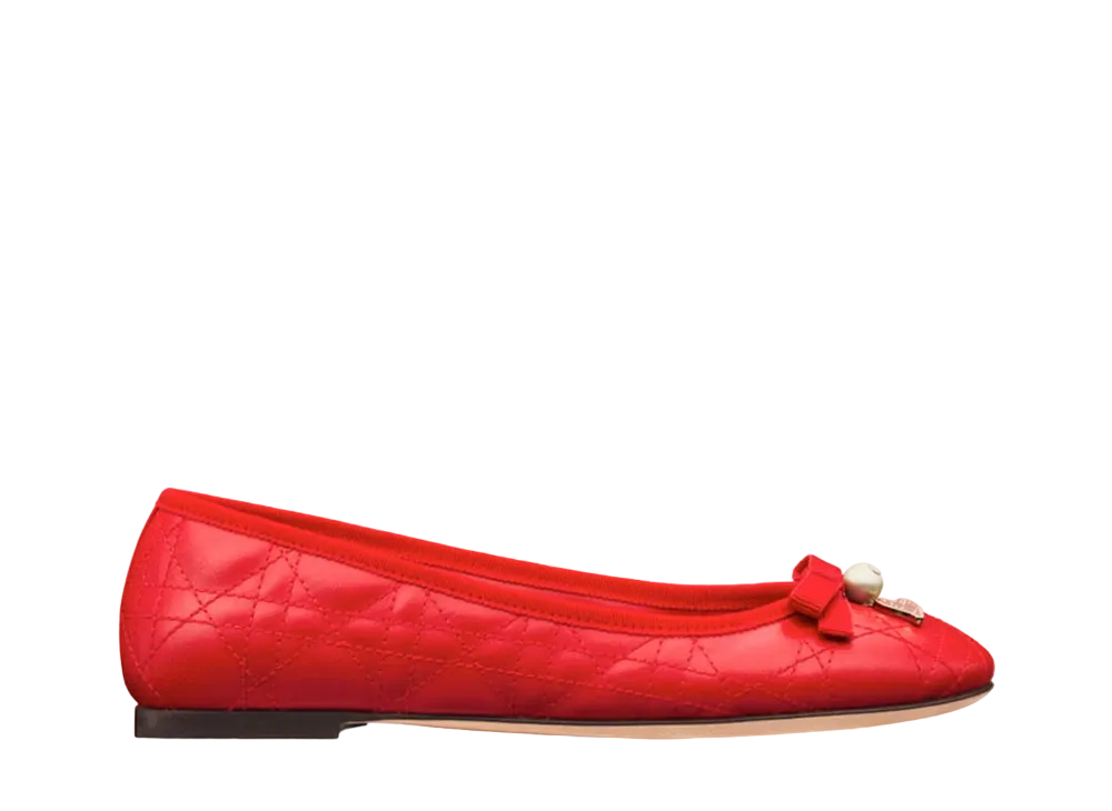 Dior Women's Dioramour Dior Ballerina Cannage Quilting Calfskin "Red"
