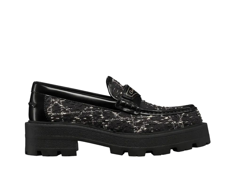 Dior Women's Dior Boy Platform Loafer Cannage Tweed "Black/White"
