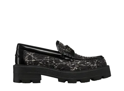 Dior Women's Dior Boy Platform Loafer Cannage Tweed "Black/White"