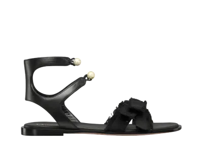 Dior Adiorable Sandal Calfskin and Fringed Grosgrain "Black"