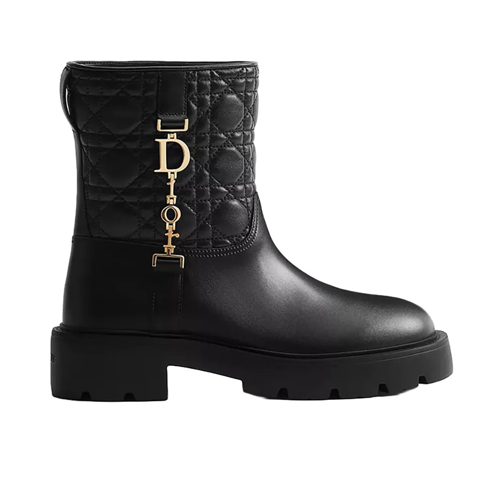 Dior Women's Diorly ShortBoots Calfskin Cannage Quilted Lambskin "Black"