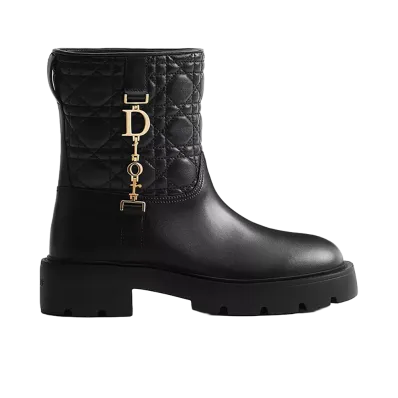 Dior Women's Diorly ShortBoots Calfskin Cannage Quilted Lambskin "Black"