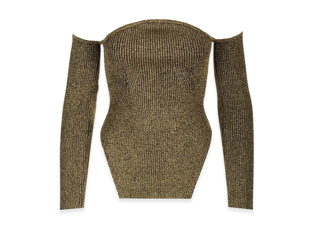 KHAITE Women's Long-Sleeved Off-The-Shoulder Gold Virg "Gold"