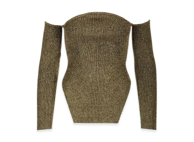 KHAITE Women's Long-Sleeved Off-The-Shoulder Gold Virg "Gold"