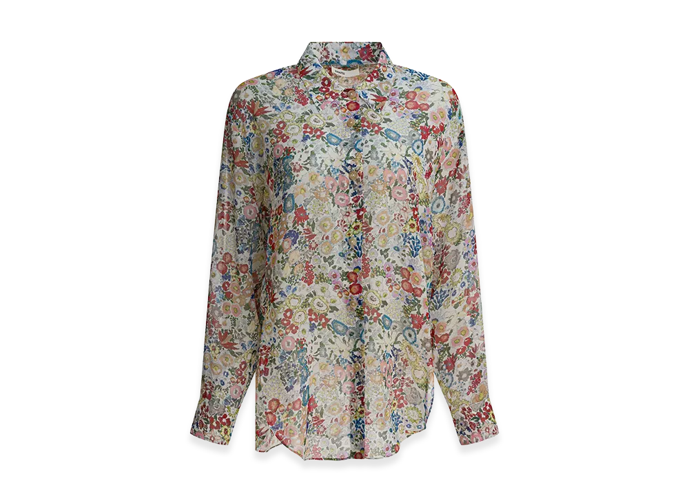 KHAITE Women's Relaxed Fit Chiffon Goya Shirt "Cream"