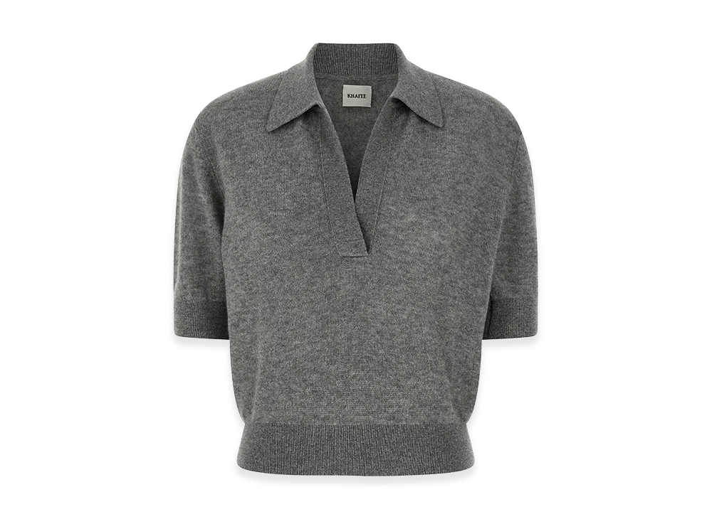 KHAITE Women's Shrunken Cashmere Polo Shirt "Gray"