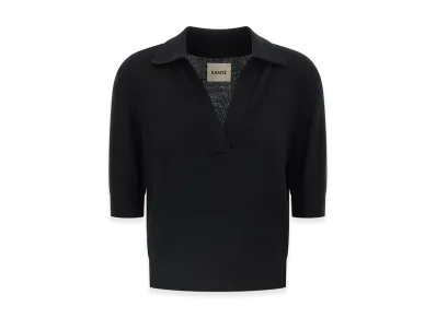 KHAITE Women's Shrunken Cashmere Polo Shirt "Black"