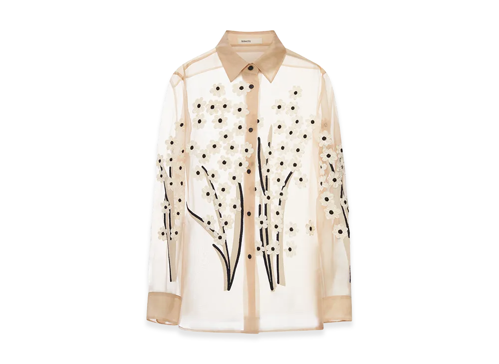 KHAITE Women's Silk Shirt With Three-Dimensional Embroidery "Beige"
