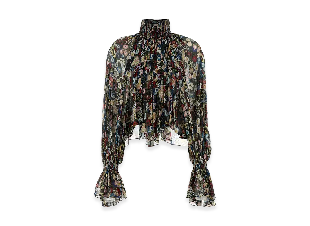 KHAITE Women's Printed Crepe Blouse "Floral"