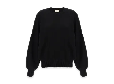 KHAITE Women's Wolfe V-Neck Knitted Cashmere Sweater "Black"