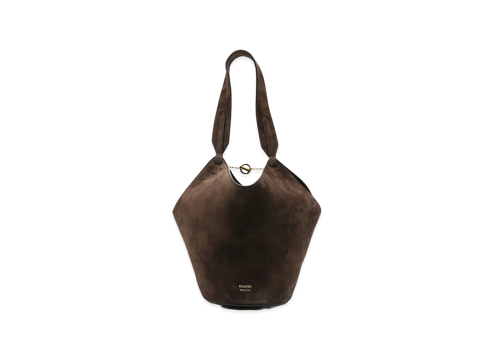 KHAITE Women's Lotus Mini Leather Bucket Bag "Dark Brown"