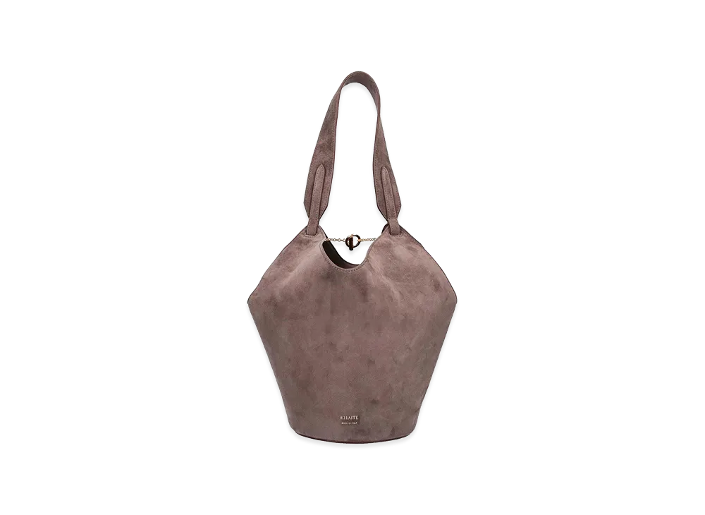 KHAITE Women's Suede Mini Lotus Shoulder Bag "Brown/Mud"
