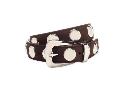 KHAITE Women's Benny Suede Belt With Studs "Coffee"
