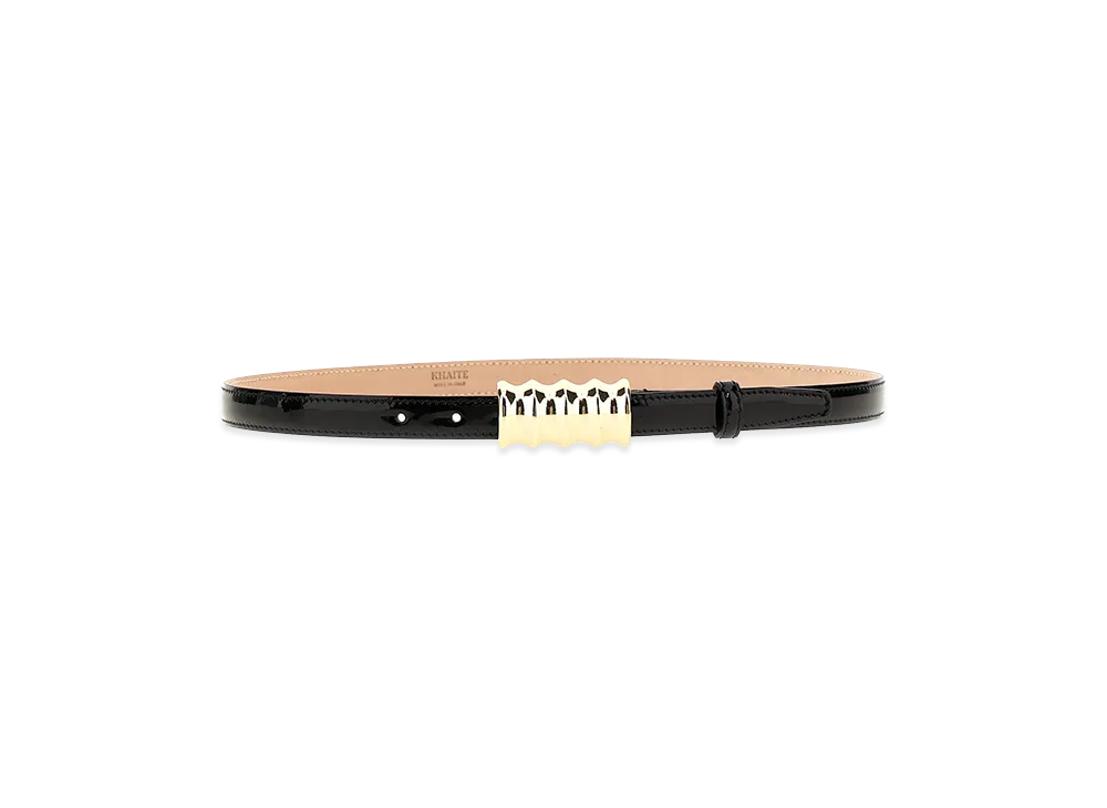 KHAITE Women's Julius Belt Small (20Mm) - Gold Buckle "Black"