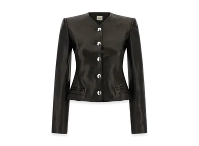 KHAITE Women's Nara Leather Peplus Jacket "Black"