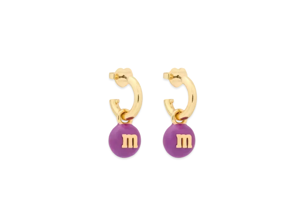 M&M's x katespade New York Charm Huggie "Purple"
