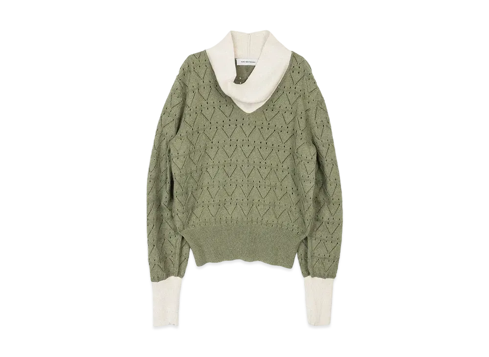 KIKO KOSTADINOV Brecht Drape Neck Jumper "Lurex Green / Cream"
