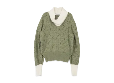 KIKO KOSTADINOV Brecht Drape Neck Jumper "Lurex Green / Cream"