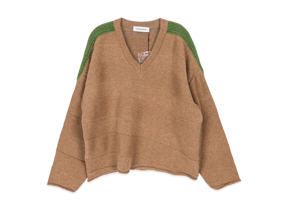 KIKO KOSTADINOV Delian V-Neck Jumper "Almond / Green"