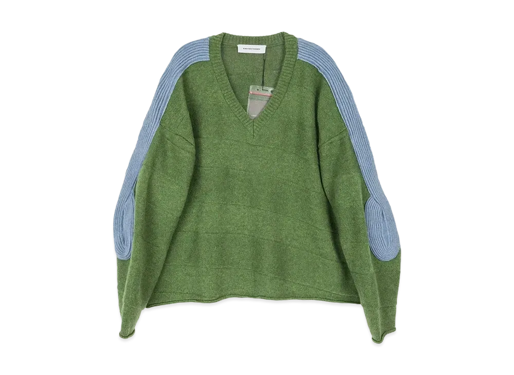 KIKO KOSTADINOV Delian V-Neck Jumper "Melange Green / Melange Blue"