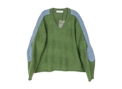KIKO KOSTADINOV Delian V-Neck Jumper "Melange Green / Melange Blue"