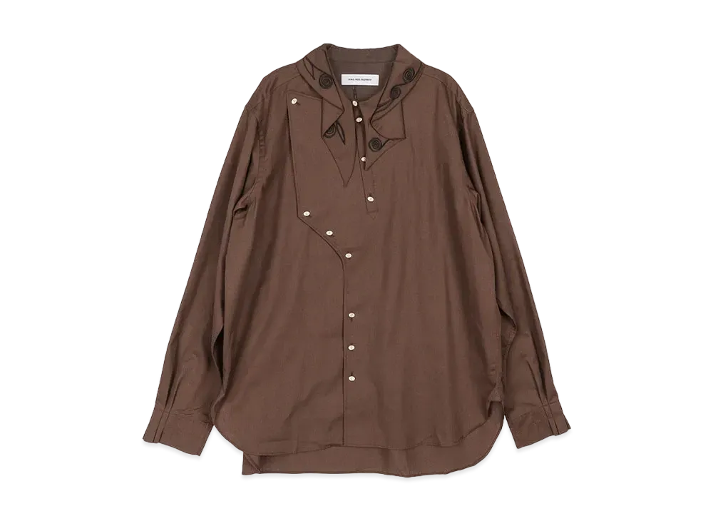 KIKO KOSTADINOV Nesebur Embroidered Shirt "Walnut Brown"