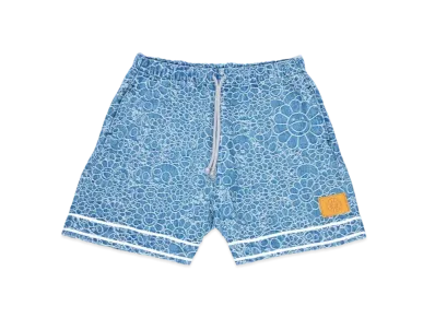 Takashi Murakami Flowers & Skulls Jacquard Denim short pants "Indigo"