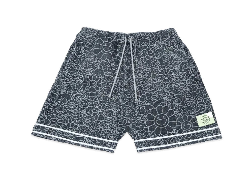 Takashi Murakami Flowers & Skulls Jacquard Denim short pants "Gray"