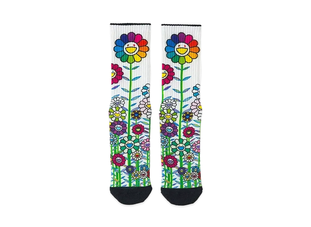 Takashi Murakami Mononoke Kyoto Socks Summer Flower Garden With Golden Sky