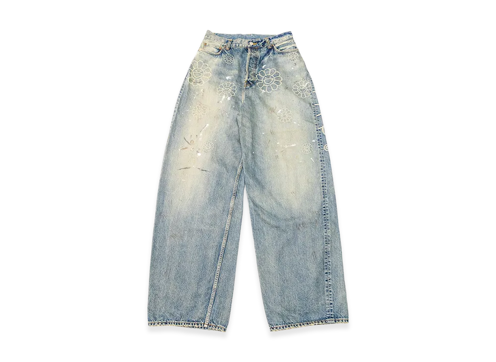 村上隆 フラワージャカード デニム バギーパンツ 村上隆 フラワージャカード デニム バギーパンツ