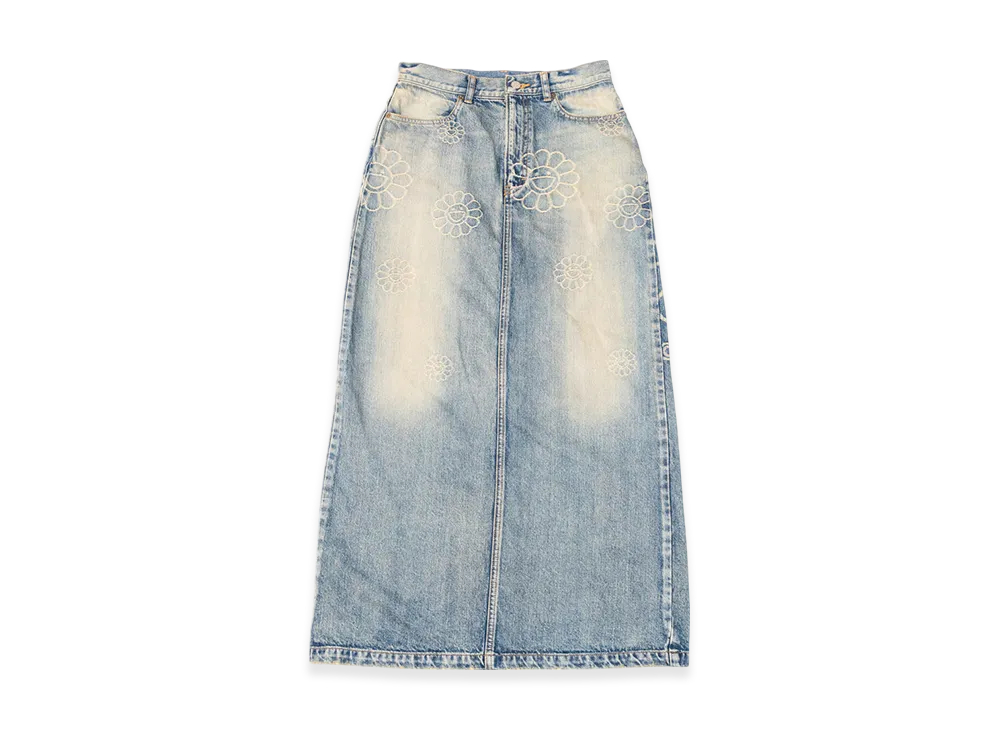 Takashi Murakami Flower Jacquard Denim Skirt "Washed Blue"