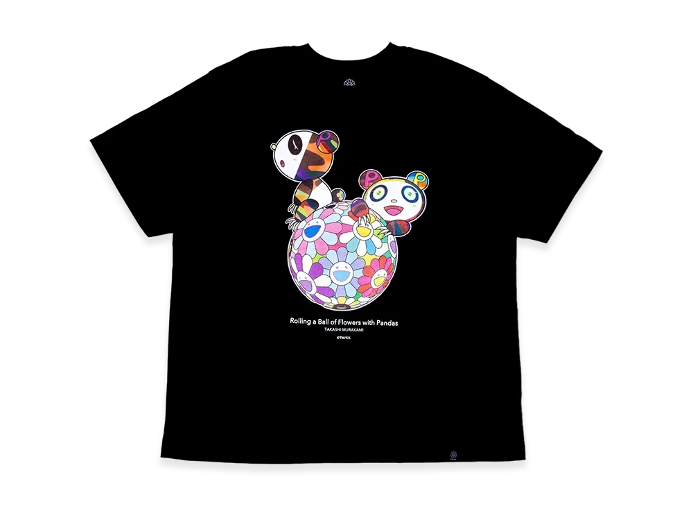 Takashi Murakami Rolling A Ball Of Flowers With Pandas T-Shirt "Black"