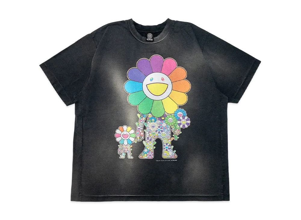 Takashi Murakami Flower Parent & Child Damaged Tshirts "Black"