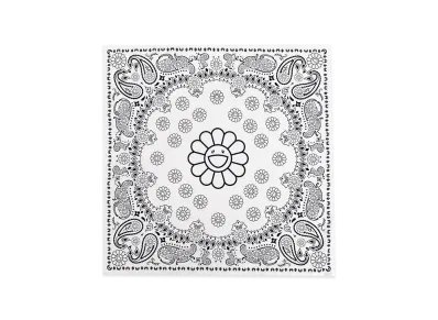 Takashi Murakami Flower Paisley Scarf "White"