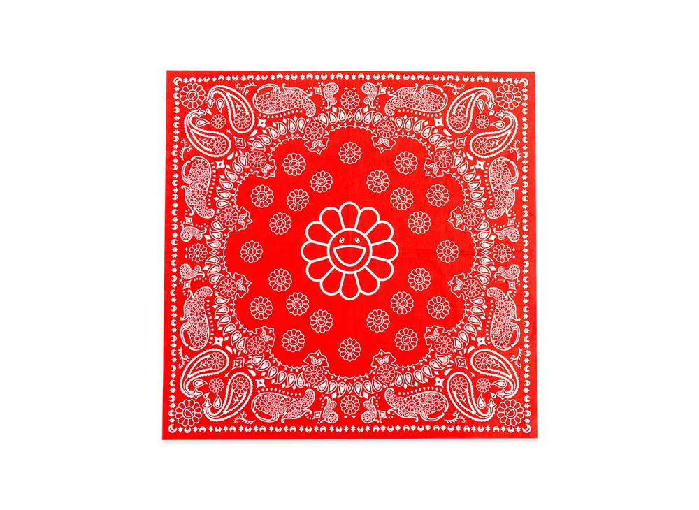 Takashi Murakami Flower Paisley Scarf "Red"