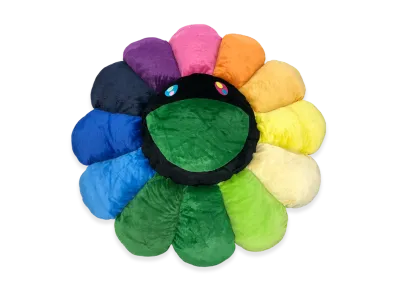 Takashi Murakami Flower Cushion 1m "Rainbow/Black"