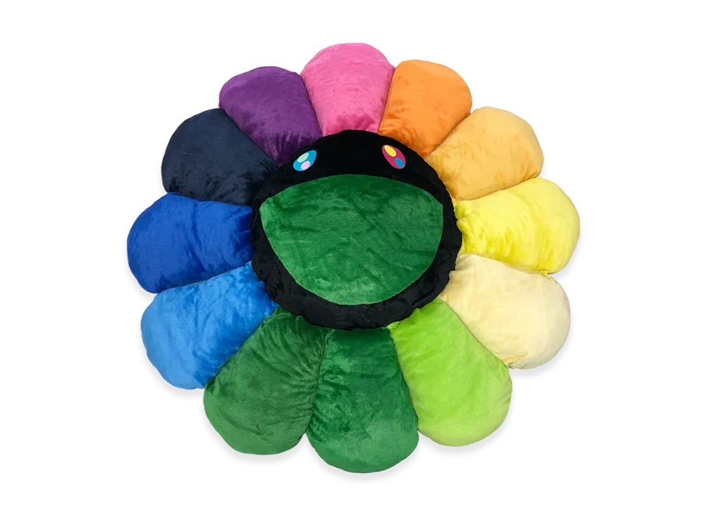 Takashi Murakami Flower Cushion 2m "Rainbow/Black"