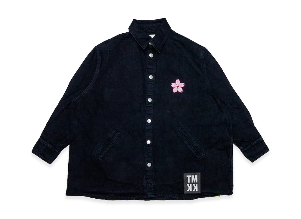 Takashi Murakami Sakura Embroidery Patch Cotton Shirt "Black"