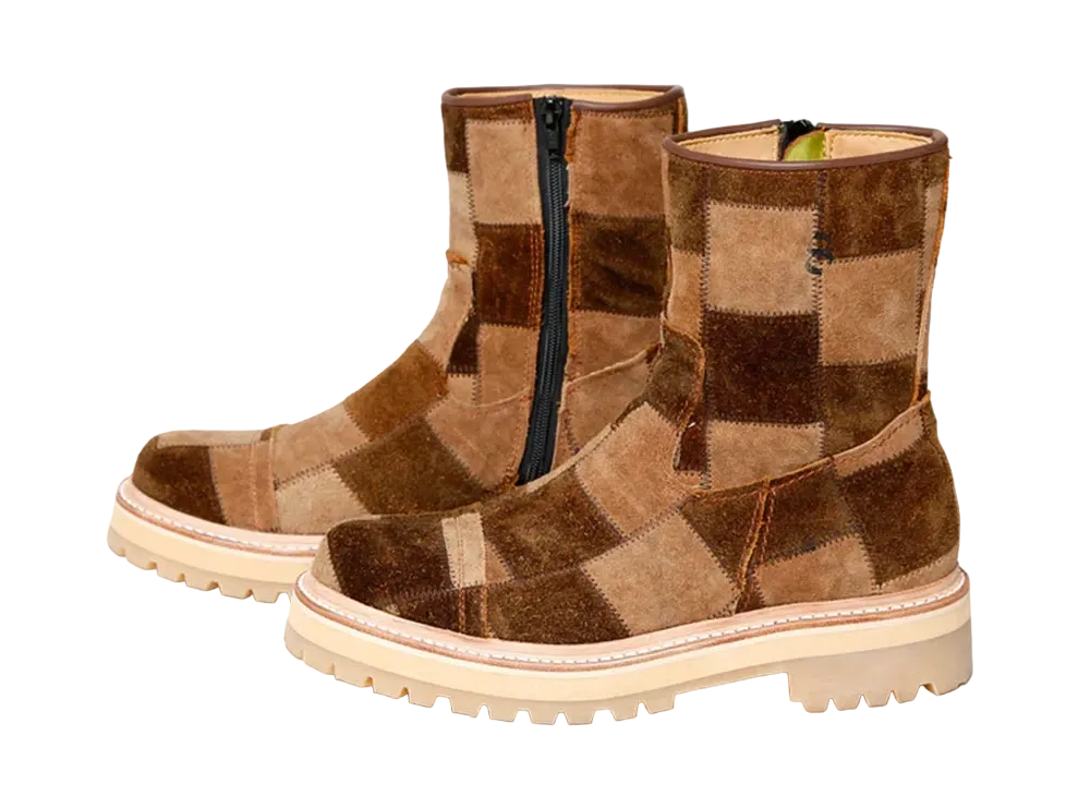 KIDS LOVE GAITE Patchwork Side Zip Leather "Brown"