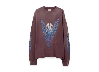 KAMIYA KMY-FIRE Distressed L/S Tee "Brown"
