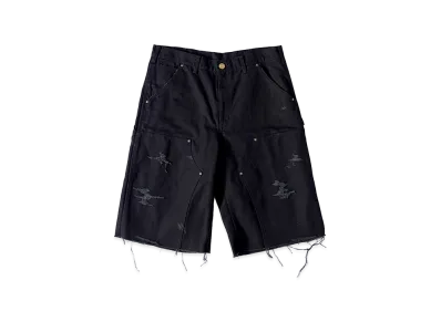 KAMIYA Boro Duck Painter Wide Bermuda Pants "Black"