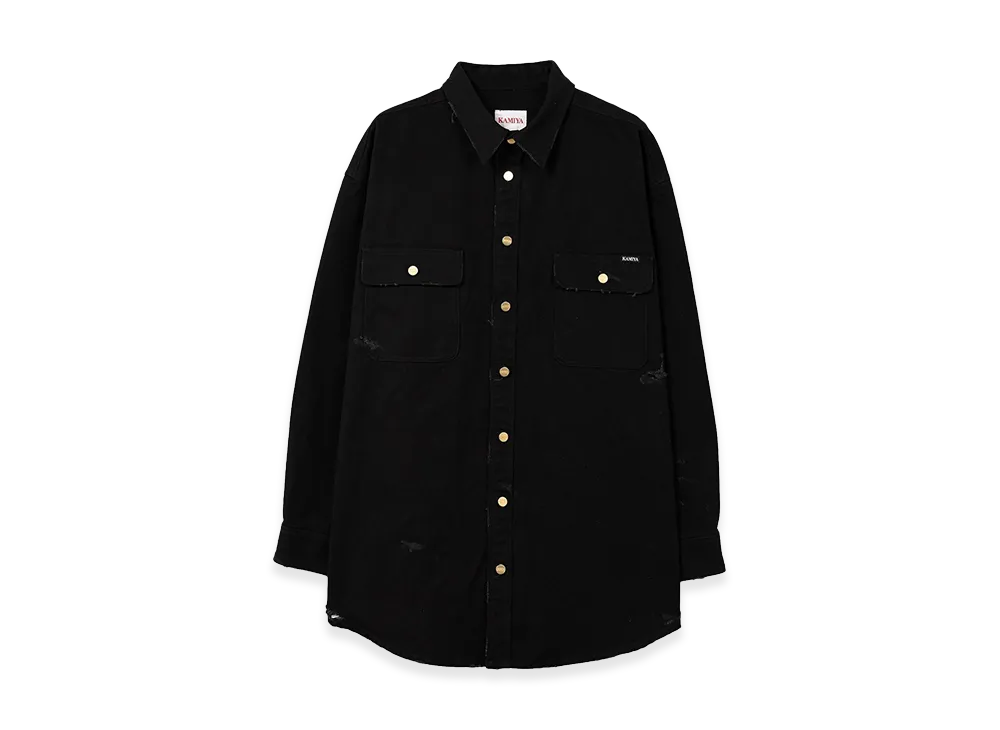 KAMIYA Boro Duck Shirt "Black"