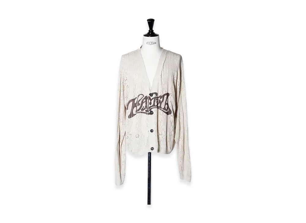 KAMIYA Print Silk Lace Knit Cardigan "Beige"