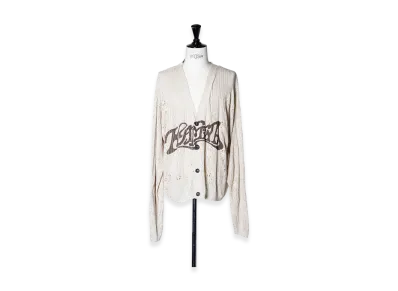 KAMIYA Print Silk Lace Knit Cardigan "Beige"