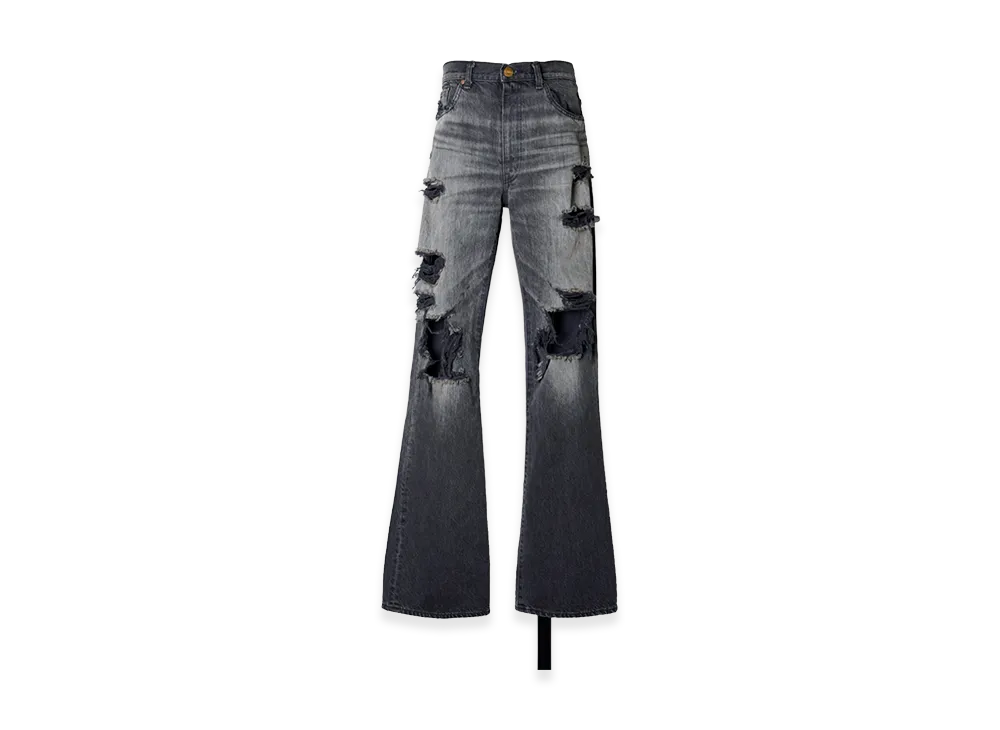 KAMIYA Distressed Slim Bootcut Jeans "Black"